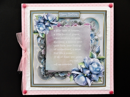 Blue rose with verse by Valerie Spowart