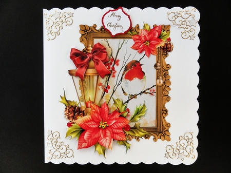 Christmas Lamp and Poinsettia Scenes set of 8 by Valerie Spowart