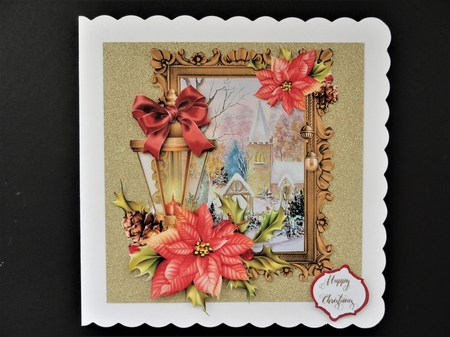 Christmas Lamp and Poinsettia Scenes set of 8 by Valerie Spowart