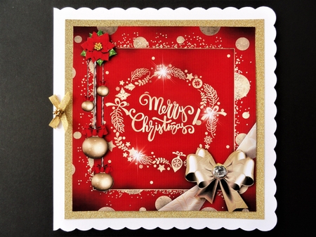 Golden Red Christmas Santa with Reindeers Mini Kit by Valerie Spowart