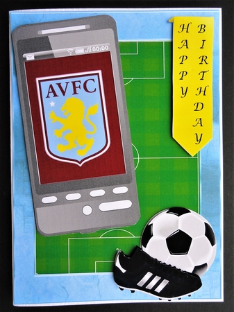 Football Phone Card Aston Villa Fan by Valerie Spowart