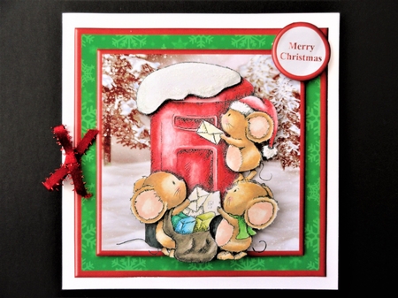 Christmas Mice Post Box Card MIni Kit & Decoupage by Valerie Spowart
