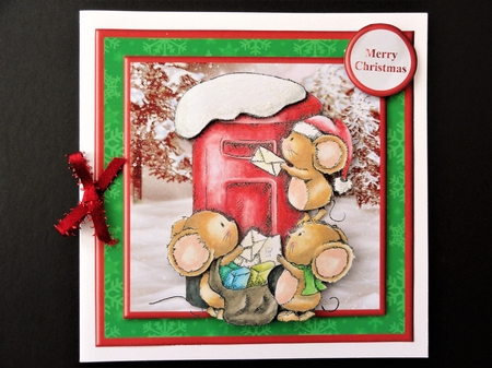 Christmas Mice Post Box Card MIni Kit & Decoupage by Valerie Spowart