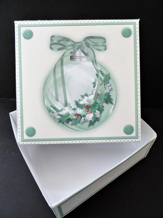 Green Holly Bauble, Card, and Gift Box Mini Kit by Valerie Spowart