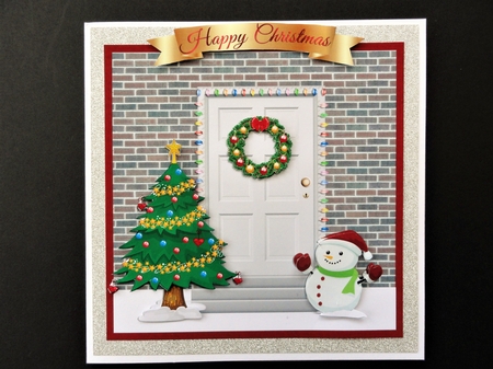 CHRISTMAS SNOWMAN DOOR SCENE quick card sheet. by Valerie Spowart