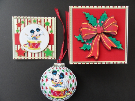 3D Bauble Card And Gift Box The Drummer Mouse by Valerie Spowart