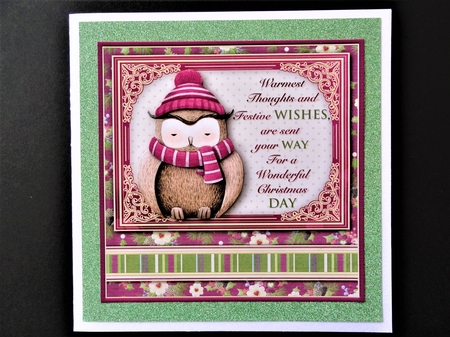 OWL FESTIVE WISHES 7.8 Christmas Decoupage & Insert Mini Kit by Valerie Spowart