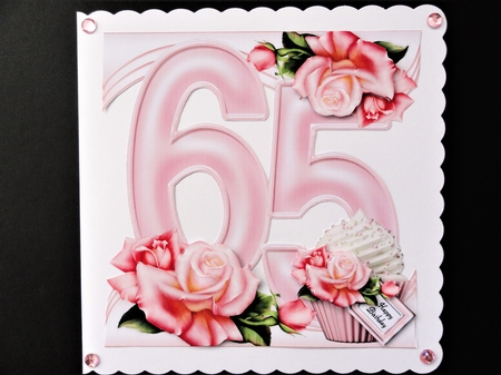Special Birthday Roses & Cupcakes - Age 65 by Valerie Spowart