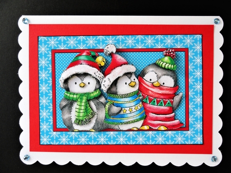 Penguin Trio Card Topper + Decoupage Layers by Valerie Spowart
