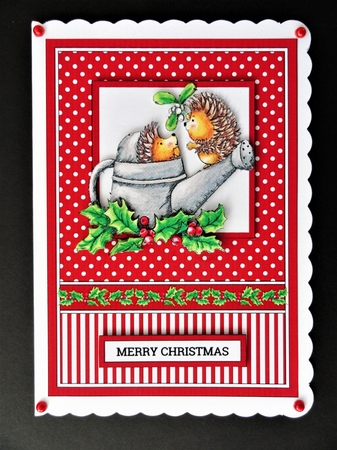 Hedgehogs - Mistletoe - 5 X 7 Card Topper Decoupage Layers by Valerie Spowart