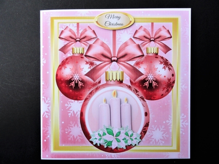 Beautiful Pink Baubles With Candles 8x8 by Valerie Spowart