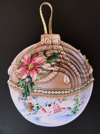 Rose Gold 3D Bauble Christmas Church Scene Kit.1 by Valerie Spowart
