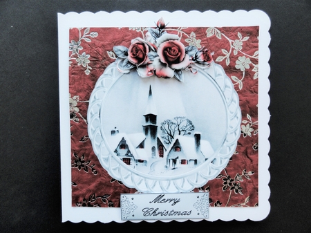 Silent Night - Circular topper with decoupage by Valerie Spowart