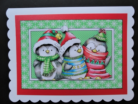 Darling Penquins Card Topper  by Valerie Spowart