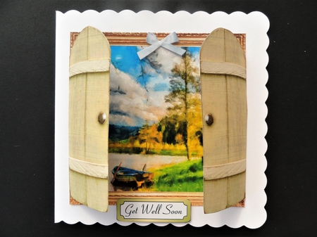 THROUGH GARDEN GATES  MULTI USE GET WELL BIRTHDAY ETC 6x6 WATER COLOUR LAKE by Valerie Spowart