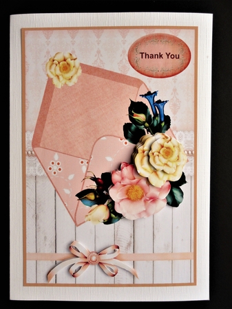 Envelope of flowers peach by Valerie Spowart