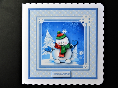 Snowman and  snowflakes by Valerie Spowart