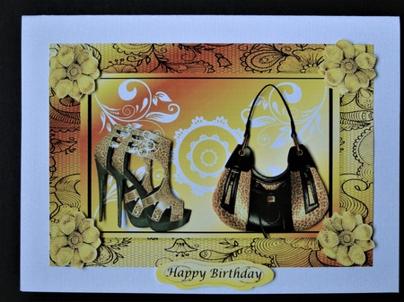 Leopard Print Shoes & Bag on lace frame by Valerie Spowart