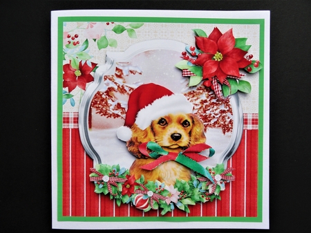 Christmas time puppy card mini kit & decoupage by Valerie Spowart