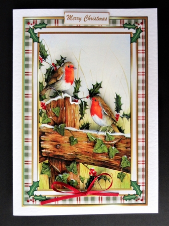 Christmas Robins Decoupage Vintage Topper by Valerie Spowart