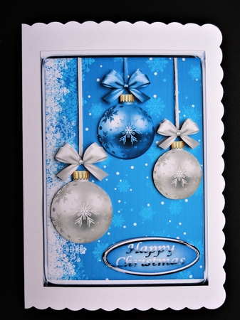 JJ CHRISTMAS BLUE BAUBLES 5X7 by Valerie Spowart