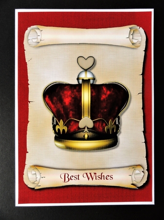 Crown on Scroll Decoupage Quick Card Front by Valerie Spowart