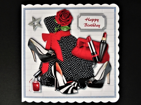 Black, white and red dress and accessories by Valerie Spowart