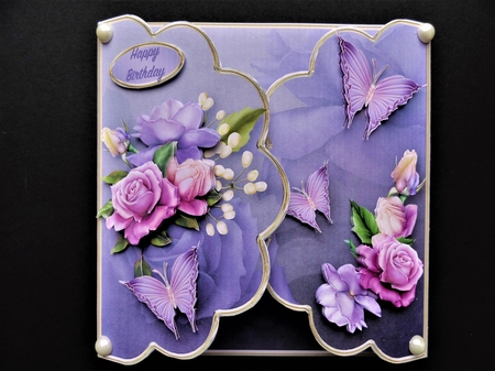 Rose Cluster - Scallop Gatefold Card Mini Kit by Valerie Spowart