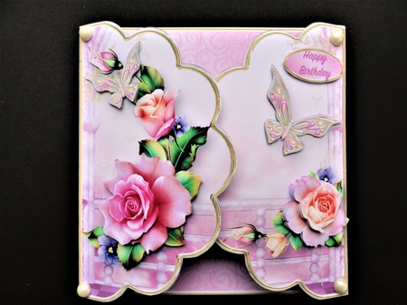 Spring Roses - Scallop Gatefold Card Mini Kit by Valerie Spowart