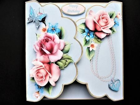 Summer Roses - Scallop Gatefold Card Mini Kit by Valerie Spowart