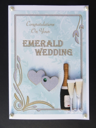 Champagne and Hearts 55TH Anniversary Card by Valerie Spowart