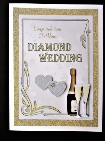 Champagne and Hearts 60TH Anniversary Card by Valerie Spowart