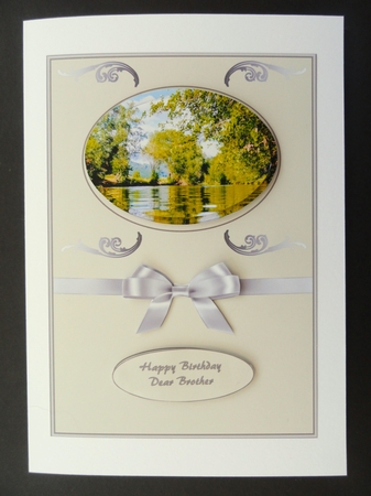 A5 lake scene step by step card front by Valerie Spowart