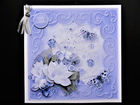 Lavender and White Posy Decoupage Card Front by Valerie Spowart