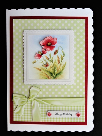 Lovely Poppies Happy Birthday Topper Plus Decoupage by Valerie Spowart