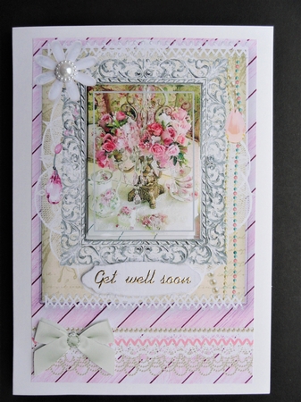 Shabby Chic Quick Card with gems tag, and lace by Valerie Spowart
