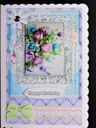 Shabby Chic Quick Card with gems tag, and lace by Valerie Spowart