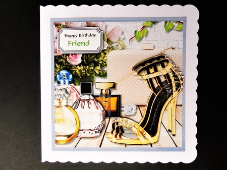 Gold shoes, evening bag and perfumes by Valerie Spowart