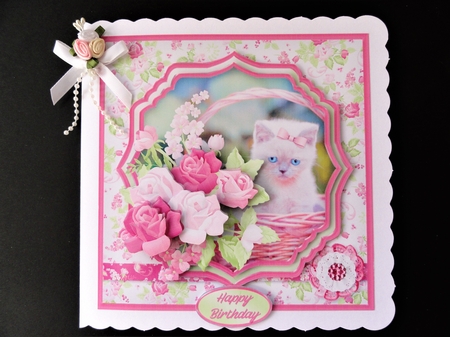 Kitten in a Basket- Layered Card Mini Kit by Valerie Spowart
