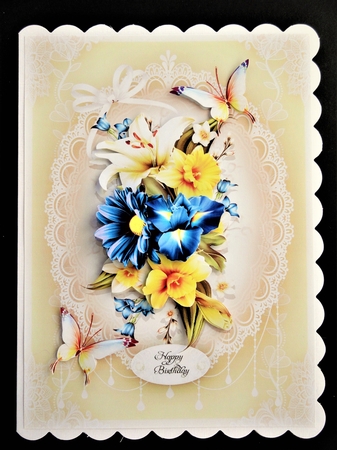 Yellow Blue Lace Bouquet Card Mini Kit by Valerie Spowart