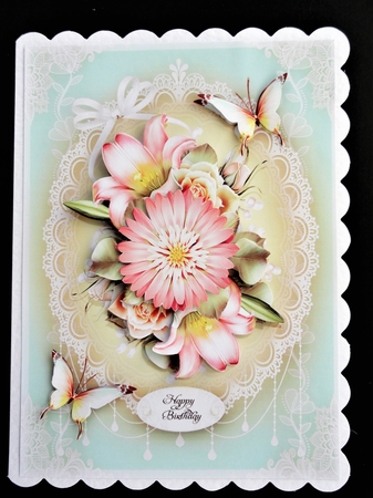 Peach Lilies Lace Card Mini Kit by Valerie Spowart