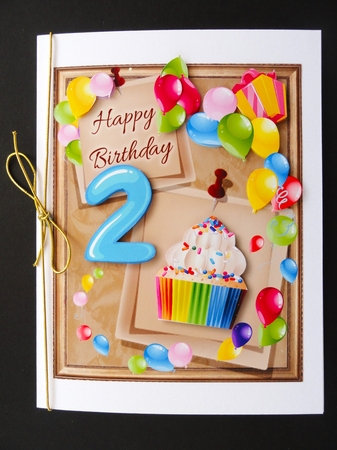 Birthday Bright Card Topper - 2nd Birthday by Valerie Spowart