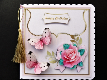 Envelop Pink Roses & Butterflies by Valerie Spowart