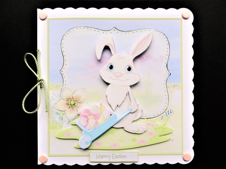 White rabbit and easter eggs by Valerie Spowart