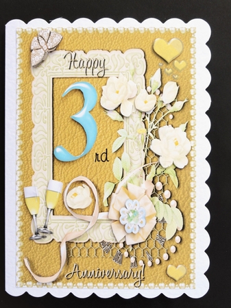 3rd Wedding Anniversary Card - Leather by Valerie Spowart