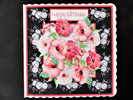 Red Flower Blackboard Frame Card Topper by Valerie Spowart