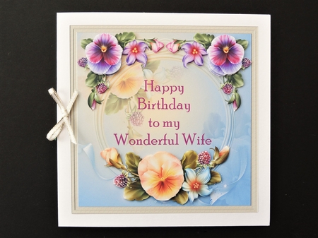 Happy Birthday Wonderful Wife Floral Topper  by Valerie Spowart