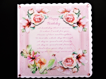 Birthday Rose & Bird Card Topper & Gift Tag by Valerie Spowart