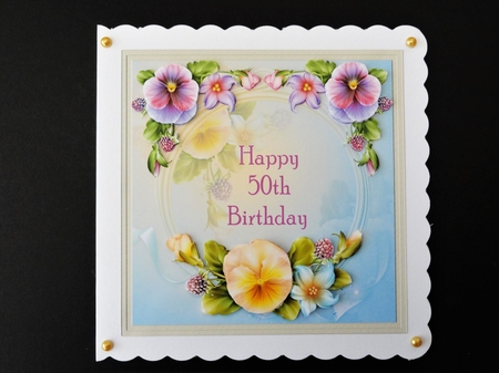 Happy 50th Birthday Floral Topper by Valerie Spowart