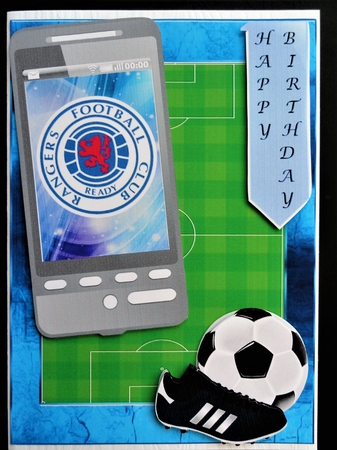 Football phone card for Glasgow Rangers Fan by Valerie Spowart